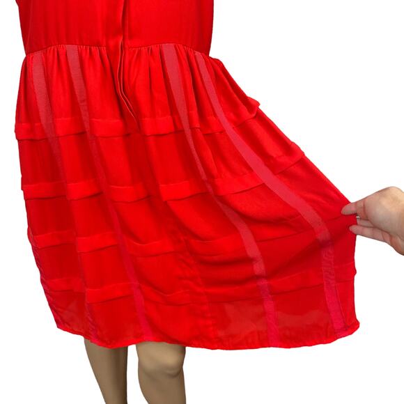 Anthropologie Sachin + Babi Tiered Habitual Red Shirt Dress SZ 8 - Picture 7 of 12